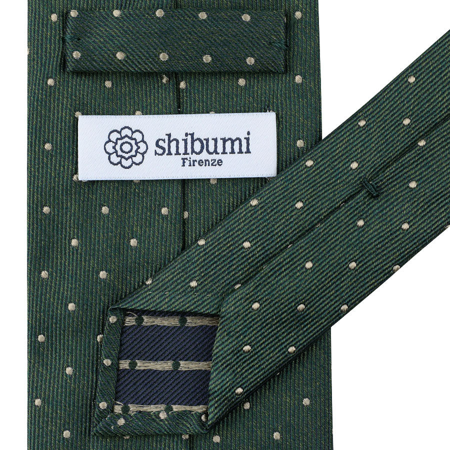 Dotted Jacquard Silk Tie - Forest - Hand-Rolled