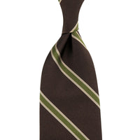 Repp Stripe Silk Tie - Chocolate - Hand-Rolled