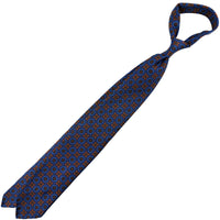Ancient Madder Silk Tie - Navy - Hand-Rolled