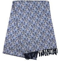 Printed Silk / Cashmere Scarf - Blue / Navy