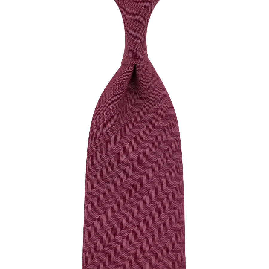 Solaro Wool Tie - Cherry - Hand-Rolled