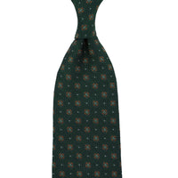 Floral Fina Grenadine Silk Tie - Forest - Hand-Rolled