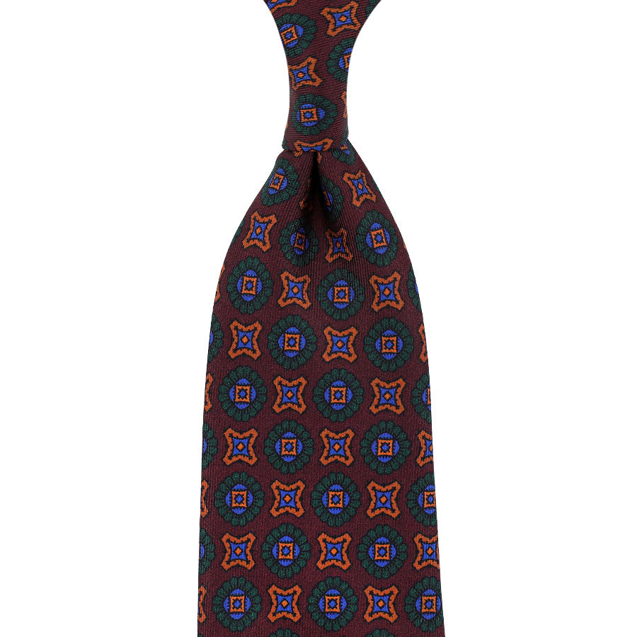 Ancient Madder Silk Tie - Burgundy - Hand-Rolled