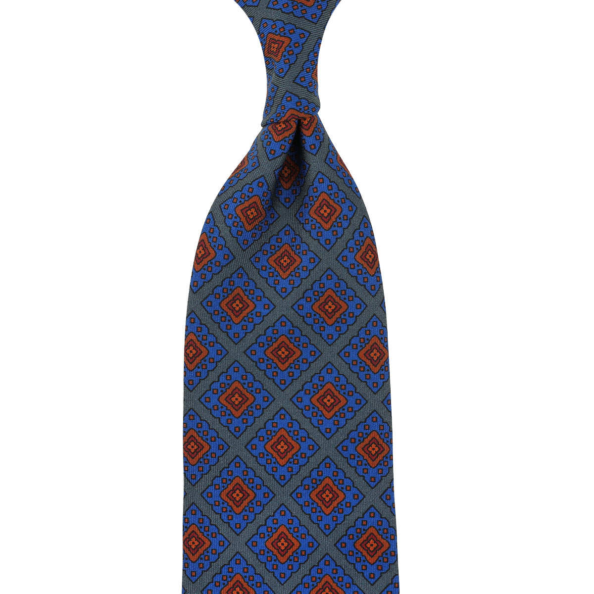 Ancient Madder Silk Tie - Grey - Hand-Rolled
