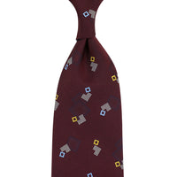 Geometrical Japanese Jacquard Silk Tie - Burgundy