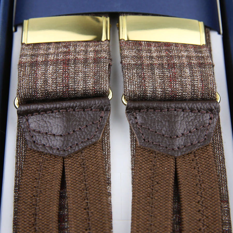 Checked Wool Braces - Brown
