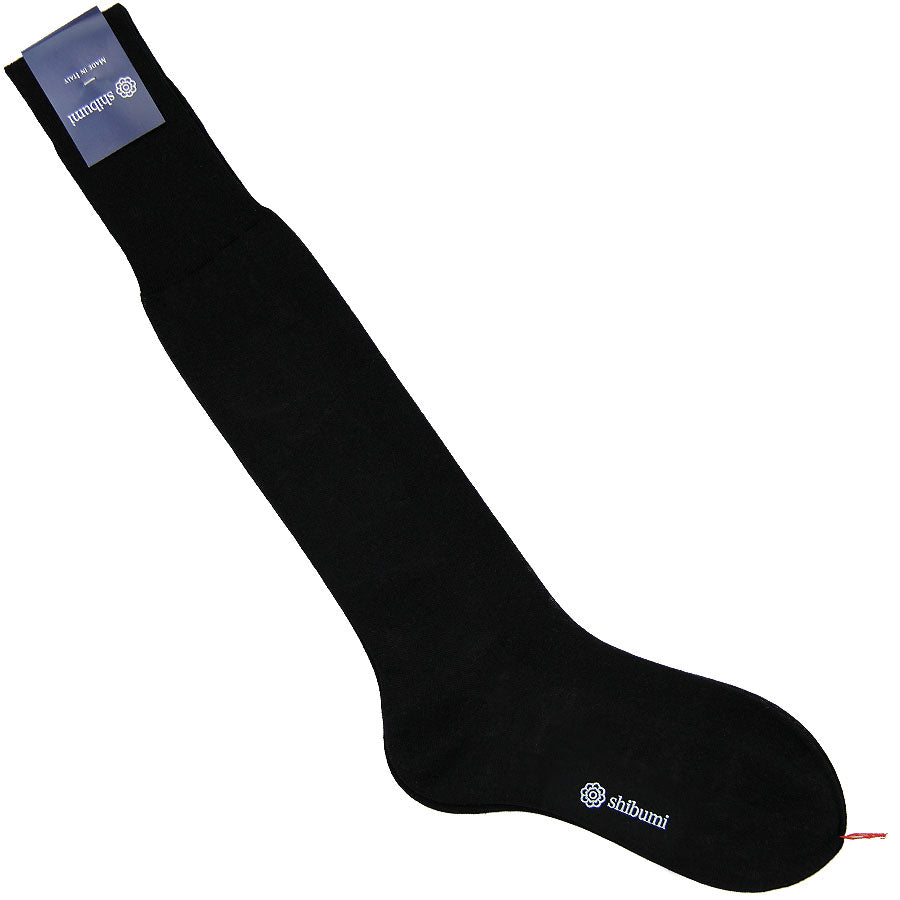 Knee Socks - Plain - Black - Cotton / Silk