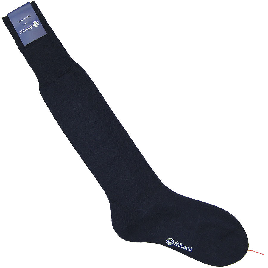 Knee Socks - Plain - Navy - Cotton / Silk