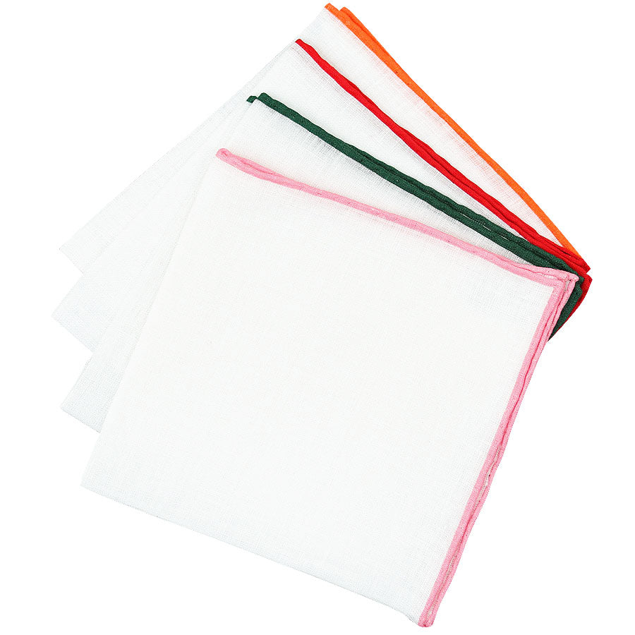 4x Irish Linen Pocket Square Set - Colors