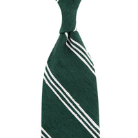 Triple Stripe Shantung Bespoke Tie - Forest Green