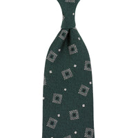 Geometrical Boucle Silk Tie - Forest - Hand-Rolled