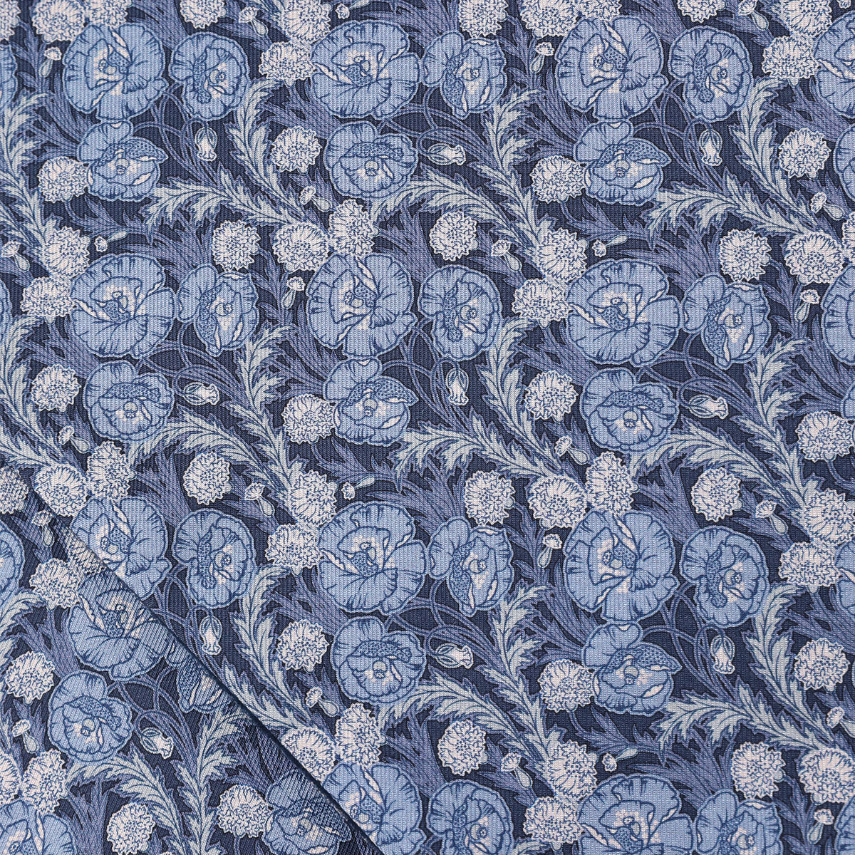 Printed Silk / Cashmere Scarf - Blue / Navy