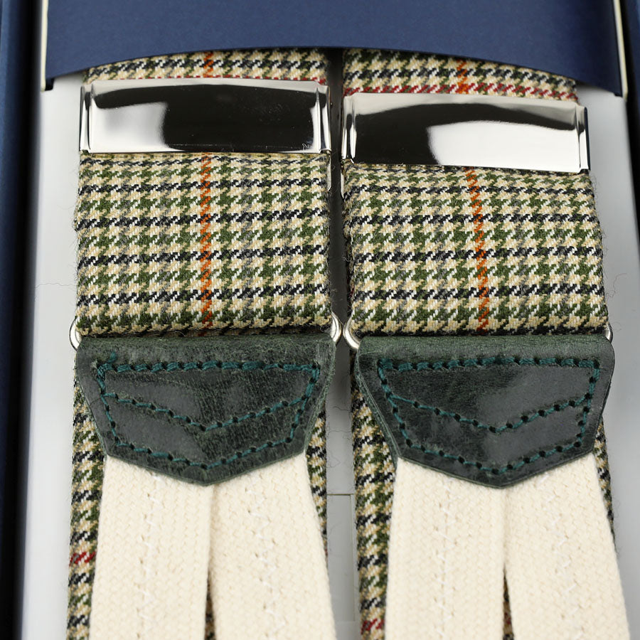 A. Moon Wool Braces - Green Houndstooth