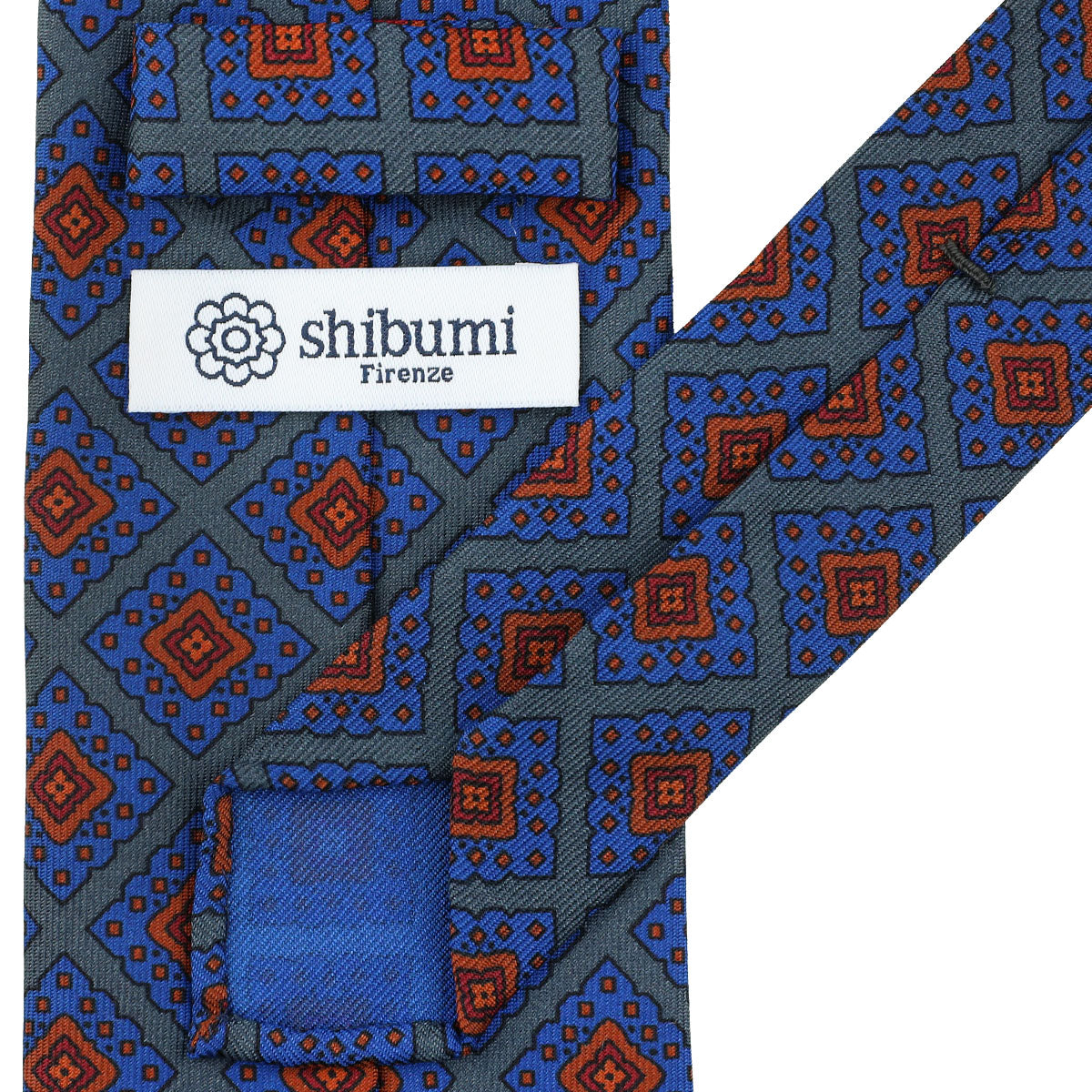 Ancient Madder Silk Tie - Grey - Hand-Rolled