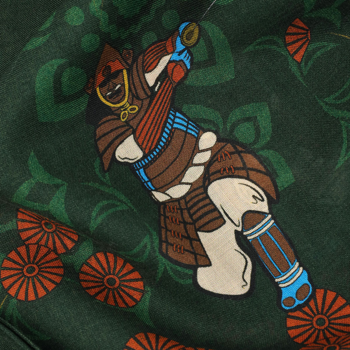 Samurai Printed Wool / Silk Scarf - Forest