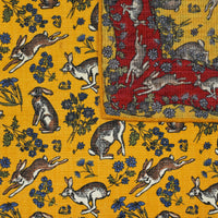 Animal Motif Wool / Silk Pocket Square - Yellow - 40x40cm