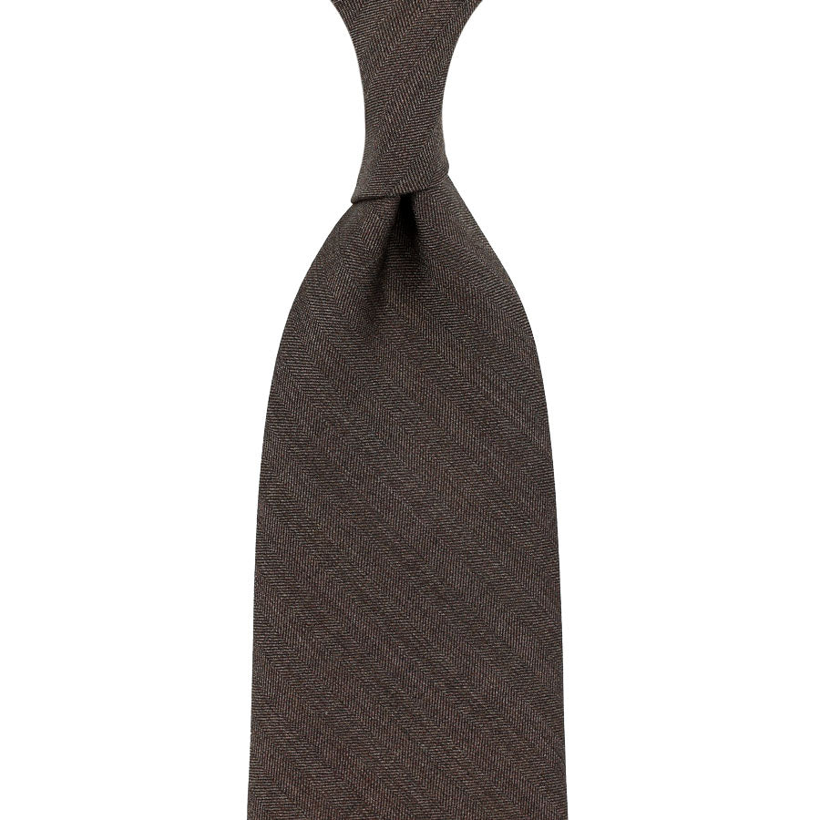 Solaro Wool Tie - Brown - Hand-Rolled