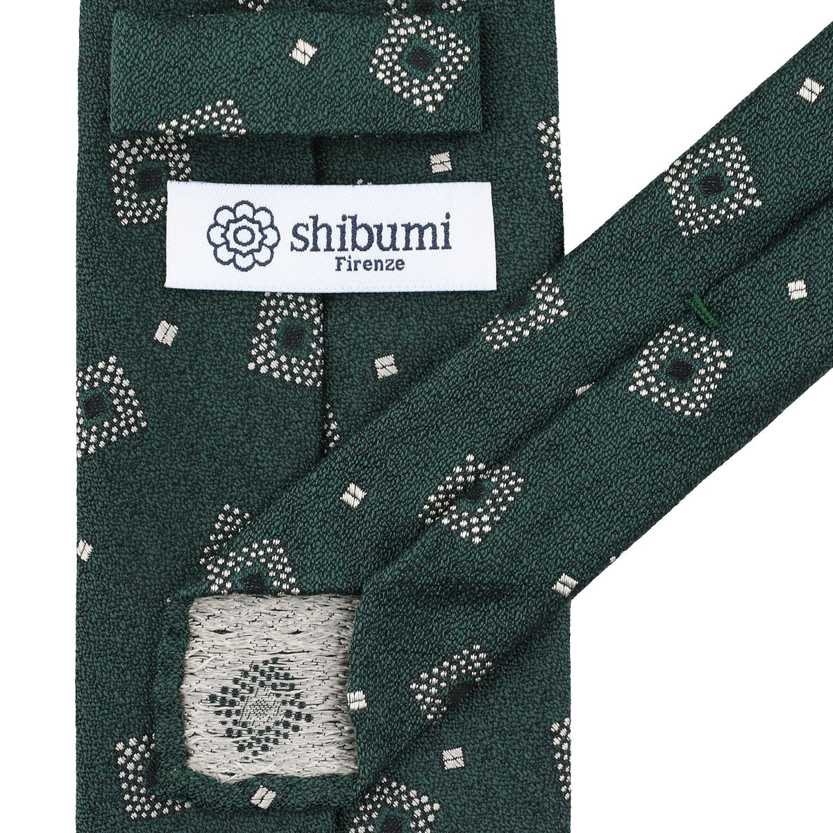 Geometrical Boucle Silk Tie - Forest - Hand-Rolled