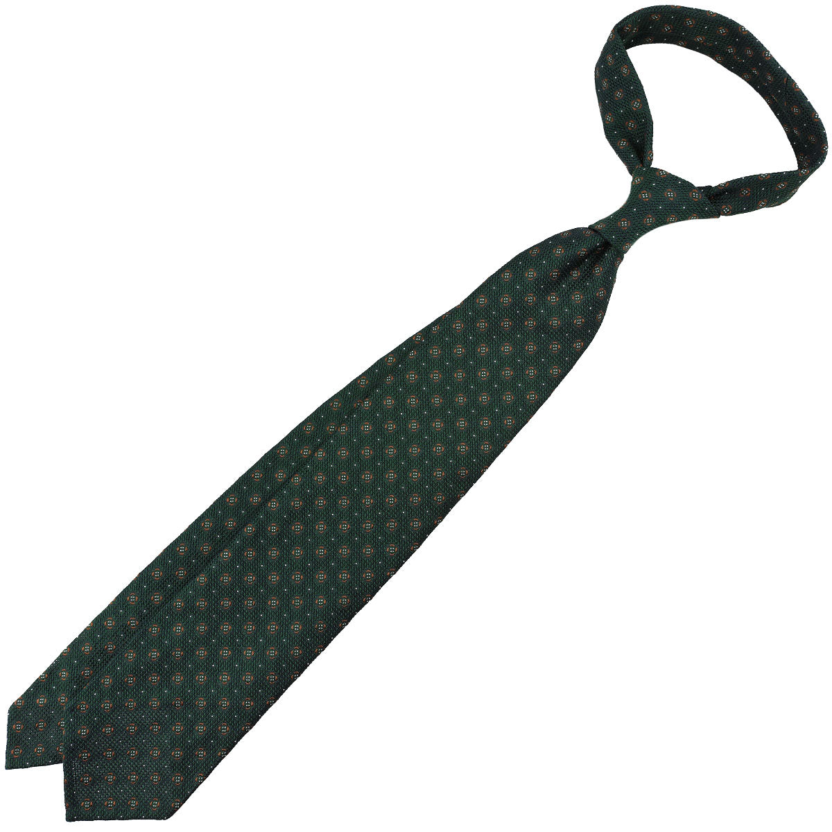 Floral Fina Grenadine Silk Tie - Forest - Hand-Rolled
