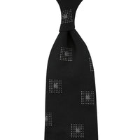 Geometrical Jacquard Silk Tie - Black - Hand-Rolled
