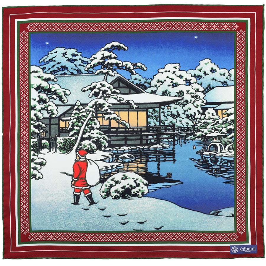 Ukiyo-e Silk Pocket Square - Santa Claus - 40x40cm