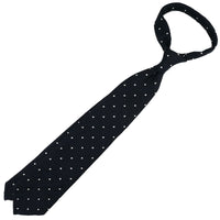 Dotted Wool/Silk Grenadine Tie - Black - Hand-Rolled
