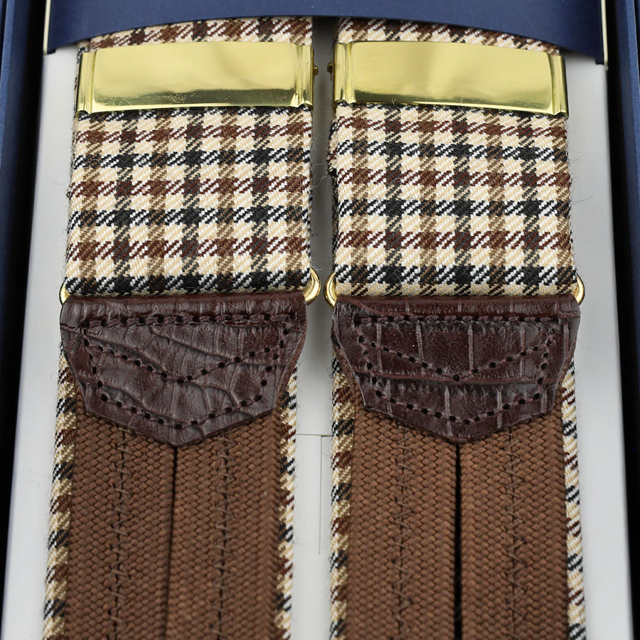 A. Moon Wool Braces - Beige / Brown Gun Club Check