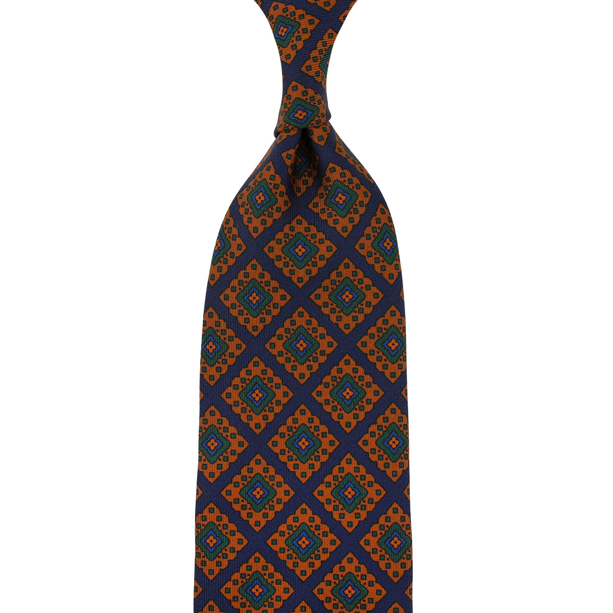 Ancient Madder Silk Tie - Navy - Hand-Rolled
