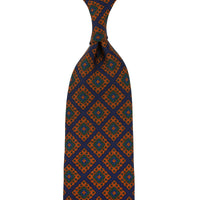 Ancient Madder Silk Tie - Navy - Hand-Rolled
