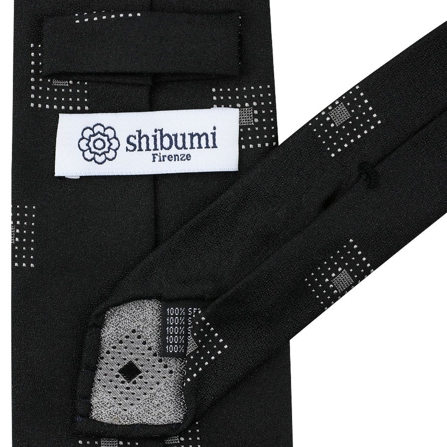 Geometrical Jacquard Silk Tie - Black - Hand-Rolled