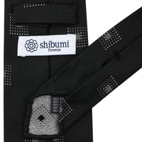 Geometrical Jacquard Silk Tie - Black - Hand-Rolled