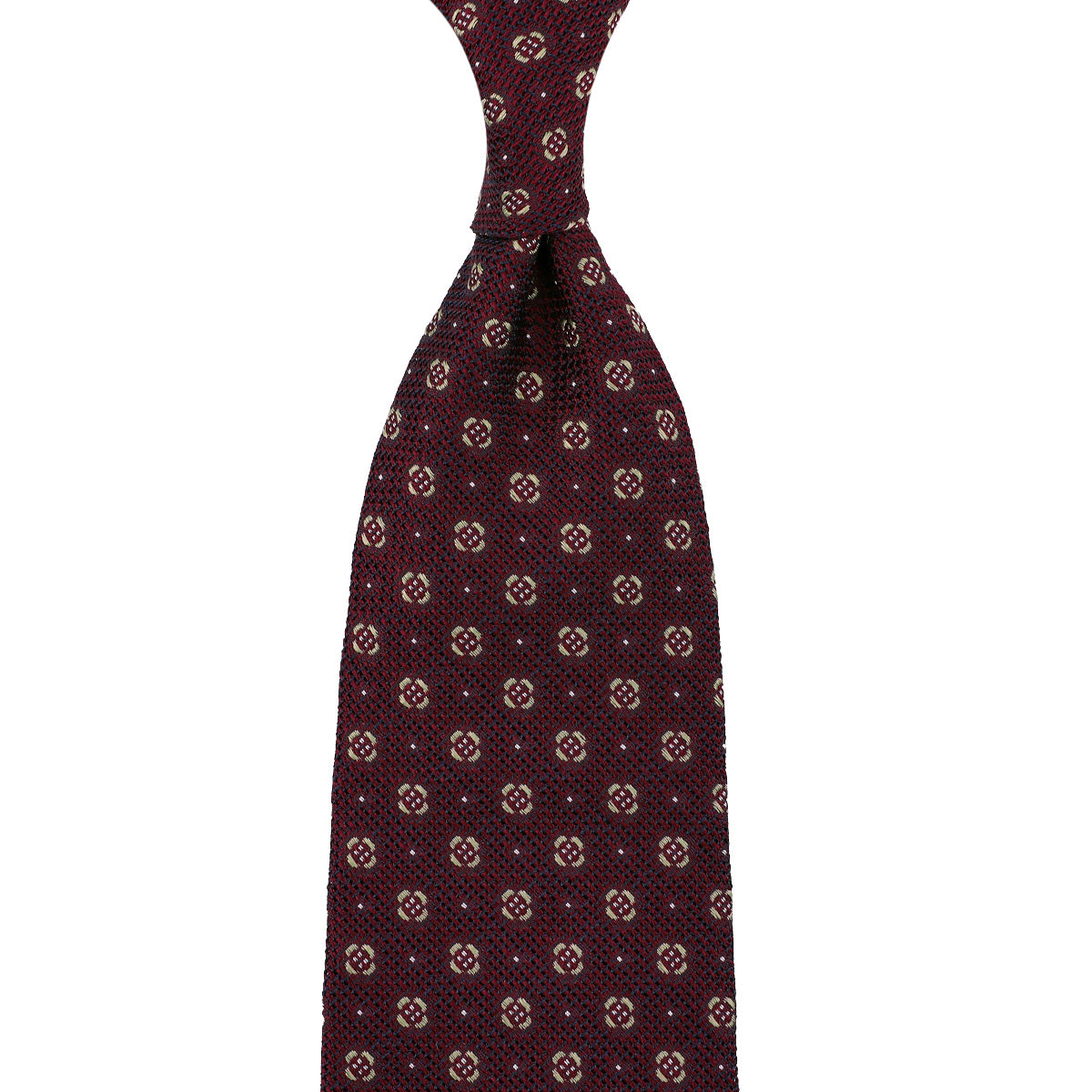 Floral Fina Grenadine Silk Tie - Burgundy - Hand-Rolled