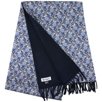 Printed Silk / Cashmere Scarf - Blue / Navy