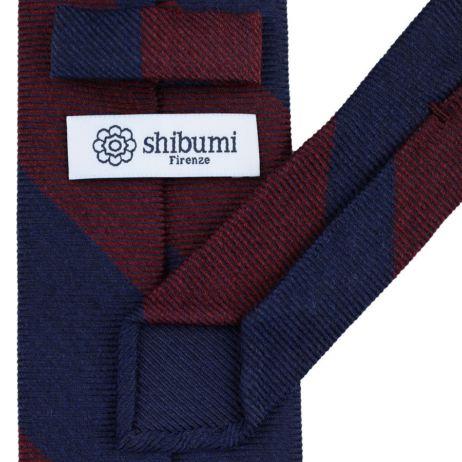 Japanese Striped Wool Tie - Navy / Burgundy