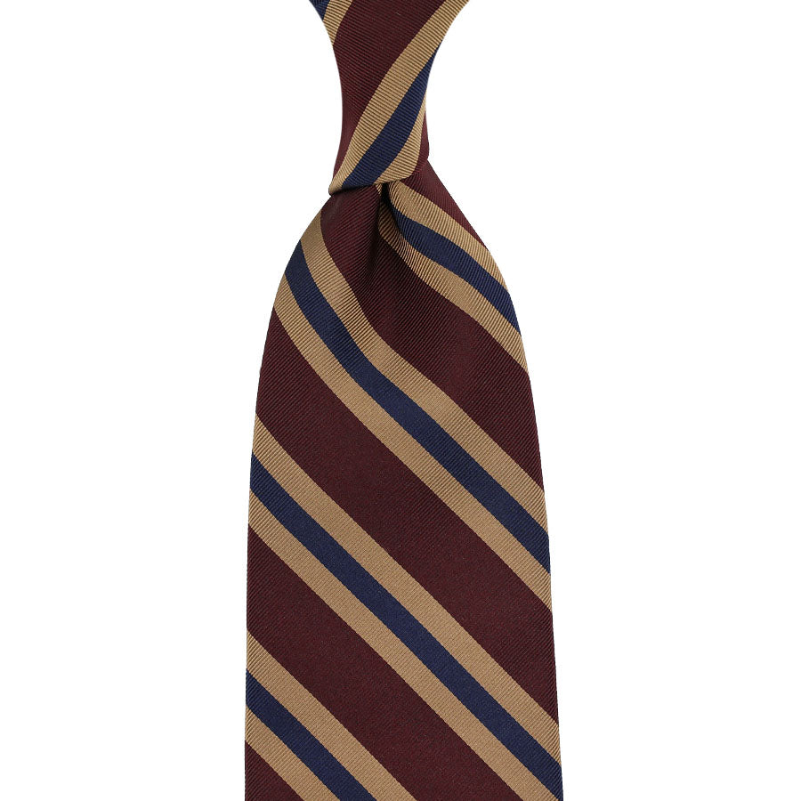 Vintage Repp Stripe Silk Tie - Burgundy - Hand-Rolled