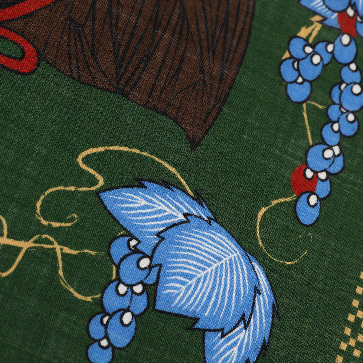 Samurai Motif Wool / Silk Pocket Square - Forest - 40x40cm