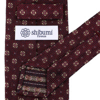 Floral Fina Grenadine Silk Tie - Burgundy - Hand-Rolled
