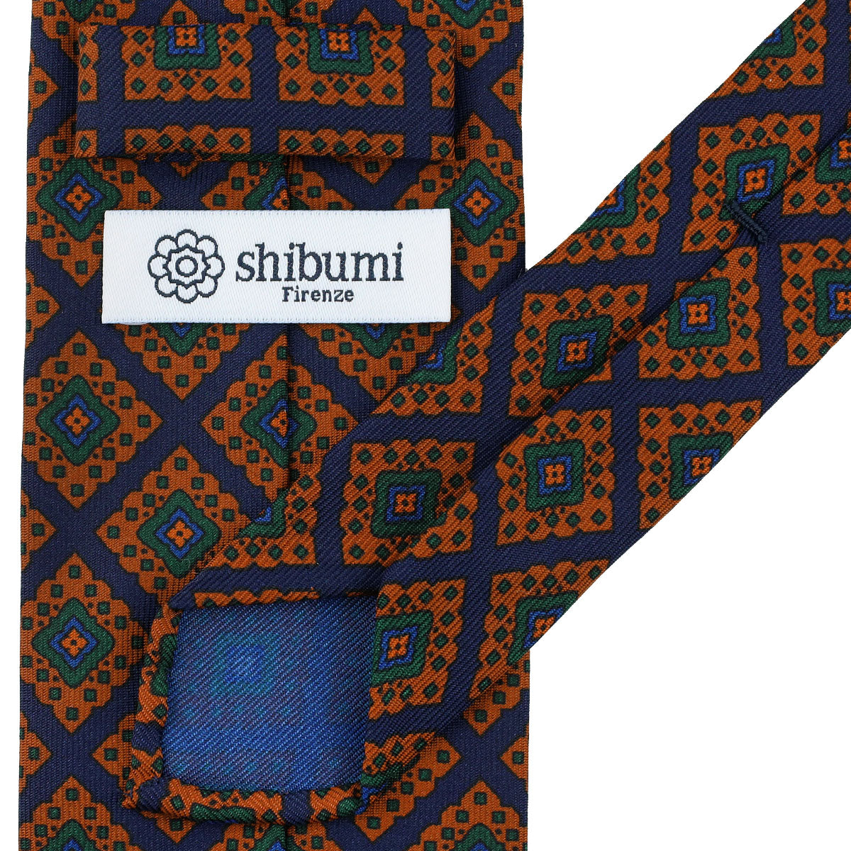 Ancient Madder Silk Tie - Navy - Hand-Rolled