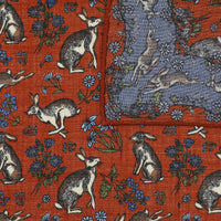 Animal Motif Wool / Silk Pocket Square - Rust - 40x40cm