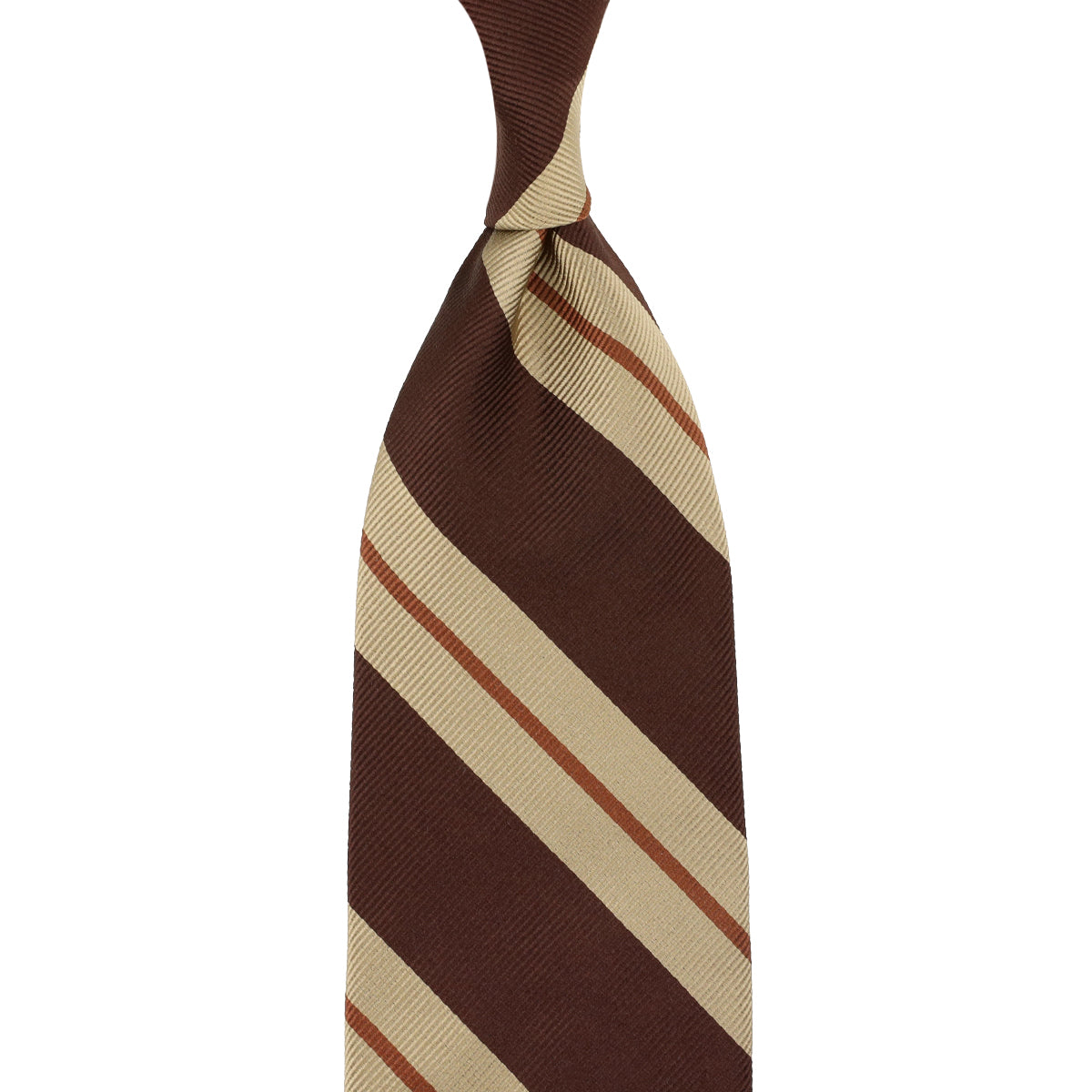 Repp Stripe Silk Tie - Brown / Beige / Rust