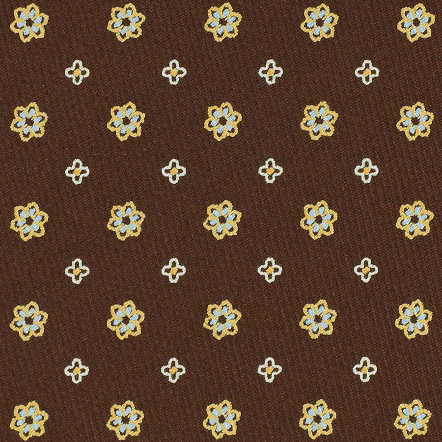 Floral Printed Silk Bespoke Tie - Brown
