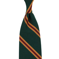 Mogador Striped Wool / Cotton Tie - Green - Hand-Rolled