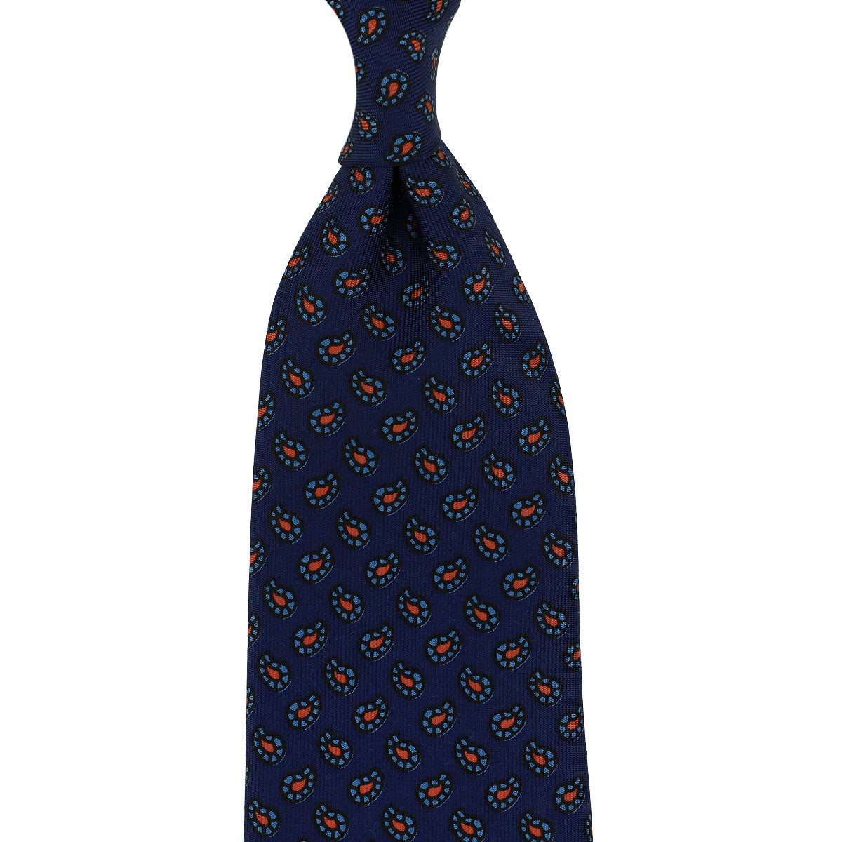 Ancient Madder Silk Tie - Navy - Hand-Rolled