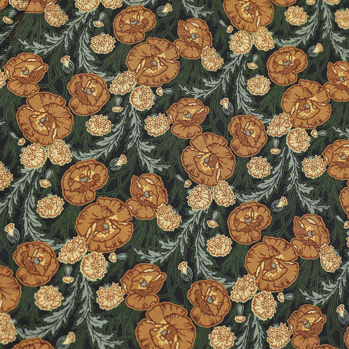 Printed Silk / Cashmere Scarf - Forest / Oatmeal / Forest