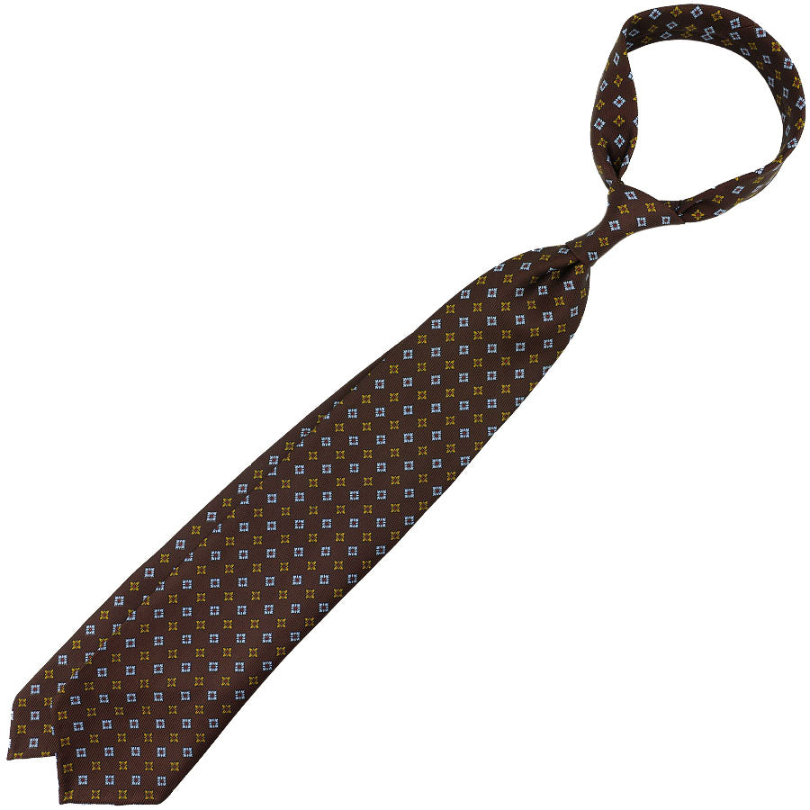 50oz Floral Printed Silk Tie - Beech - Hand-Rolled