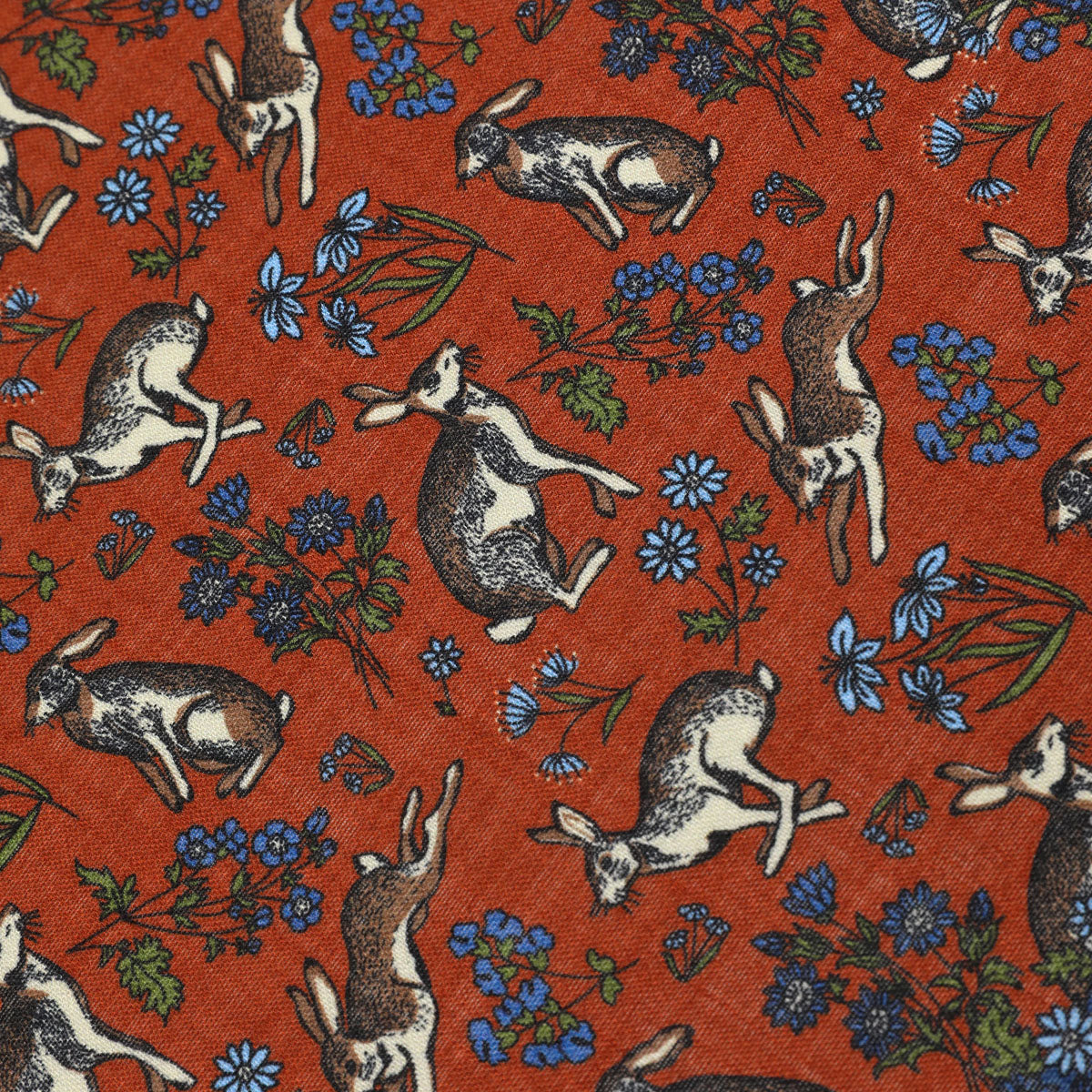 Animal Motif Wool / Silk Pocket Square - Rust - 40x40cm