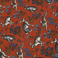 Animal Motif Wool / Silk Pocket Square - Rust - 40x40cm