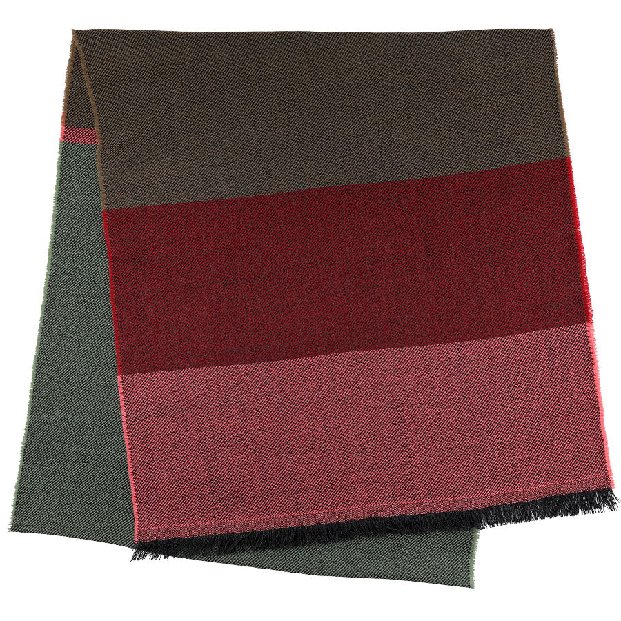 Striped Wool Scarf - Brown / Green / Red / Pink