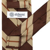 Repp Stripe Silk Tie - Brown / Beige / Rust