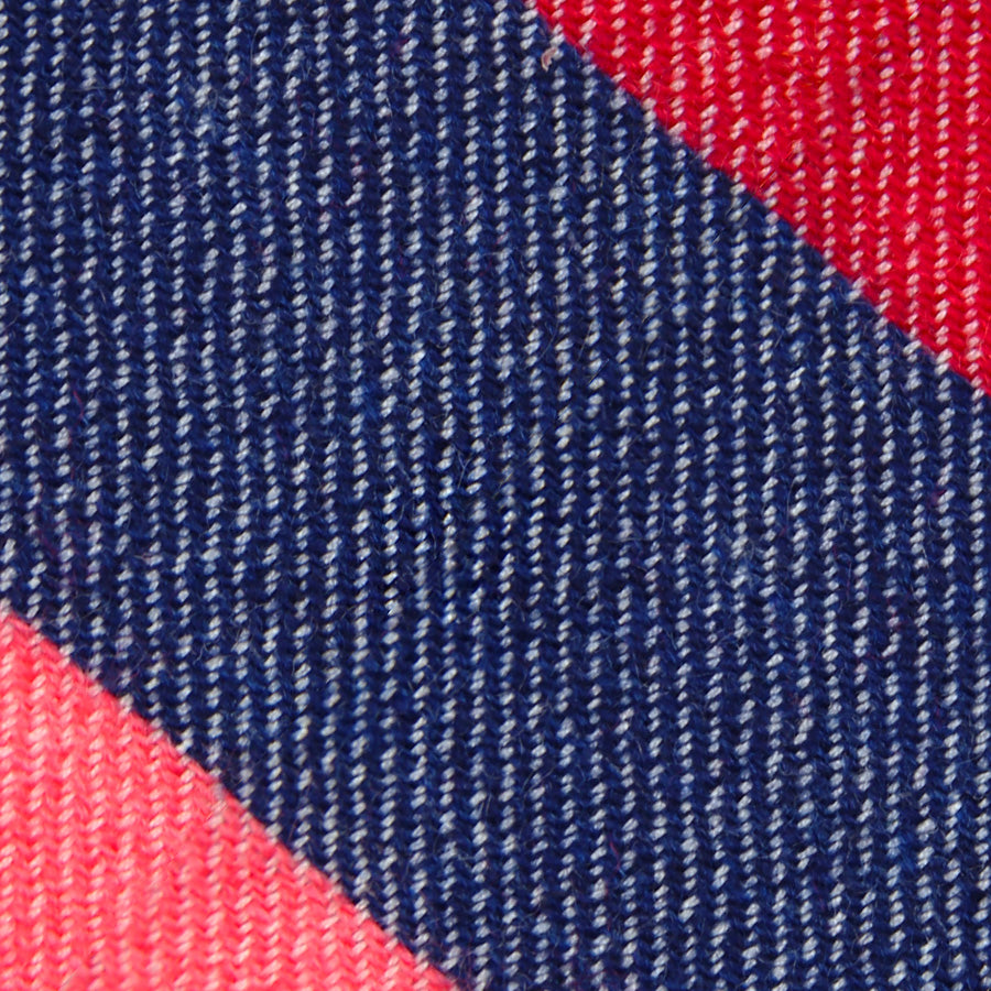 Triple Stripe Pure Cashmere Bespoke Tie - Cherry / Navy / Salmon